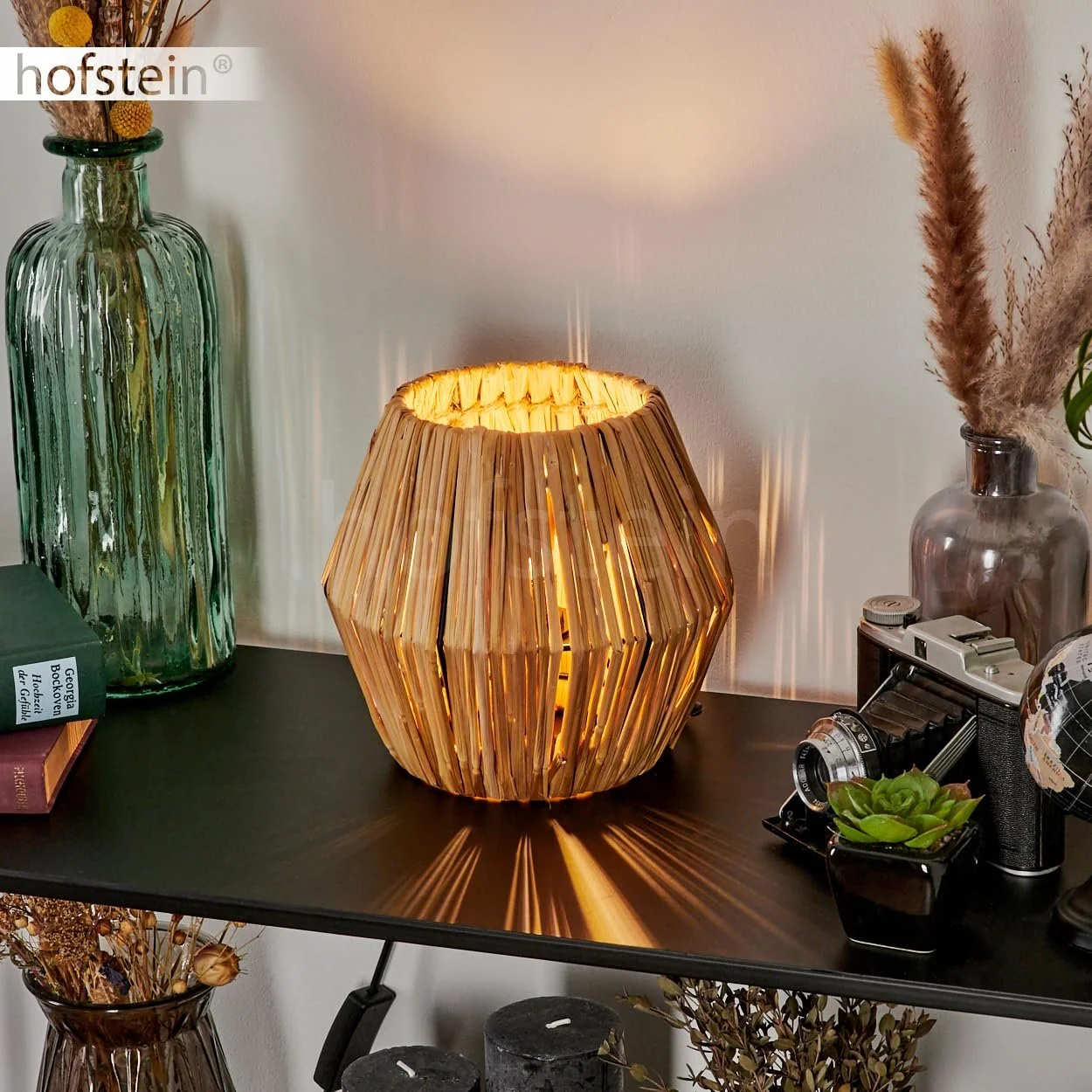 Настільна лампа Cricket Modern Boho Metal/Rattan 1 x E14 Чорний/Натуральний, фото №8