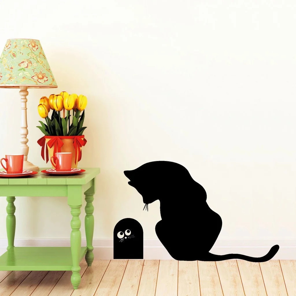 Наклейка на стену Wall Sticker Loft Cat with Mouse Hole 30 цветов 2 размера, фото №5