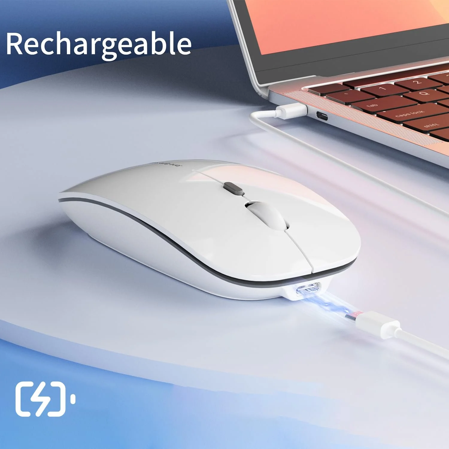 Мышь Беспроводная Uiosmuph Q5, 1600 DPI, Белый, фото №5