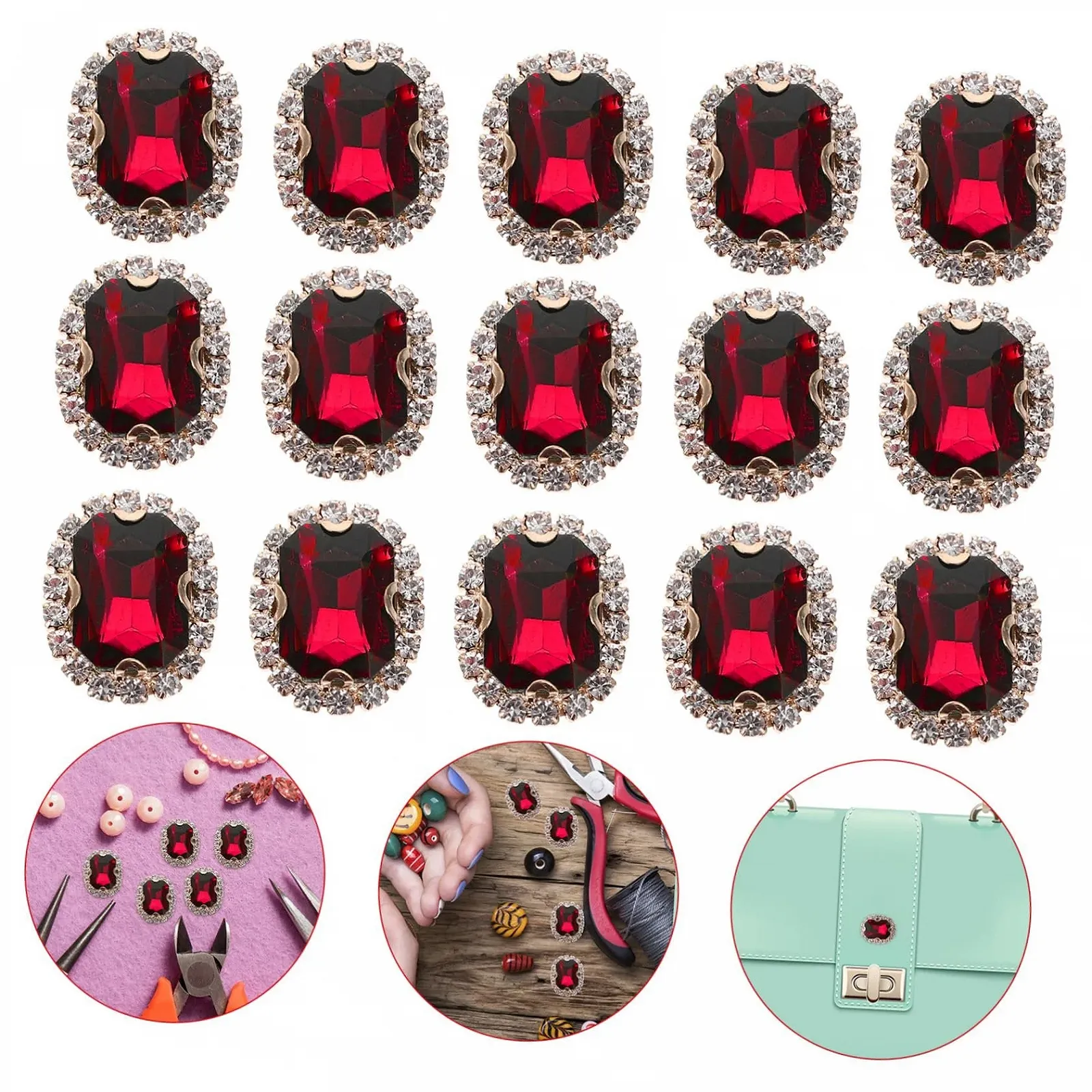 Стрази NUOBESTYприкраси для скляні, червоні, фото №8