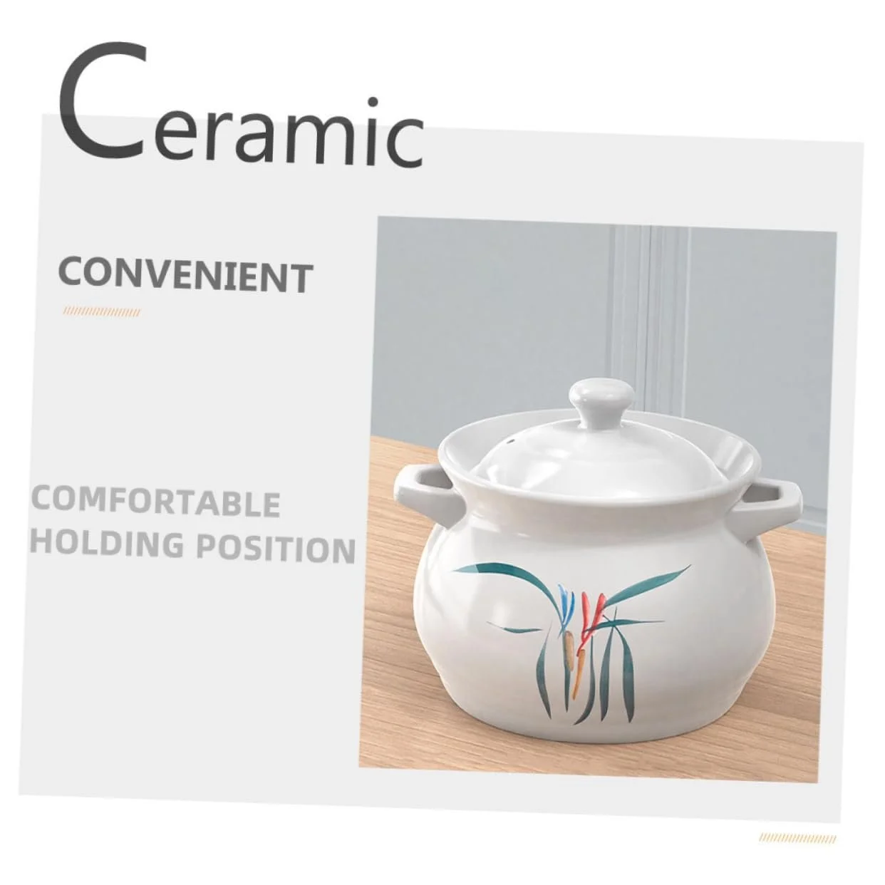 Керамічна каструля Sosoport багатофункціональна термостійка для тушкування та запіканок, фото №8