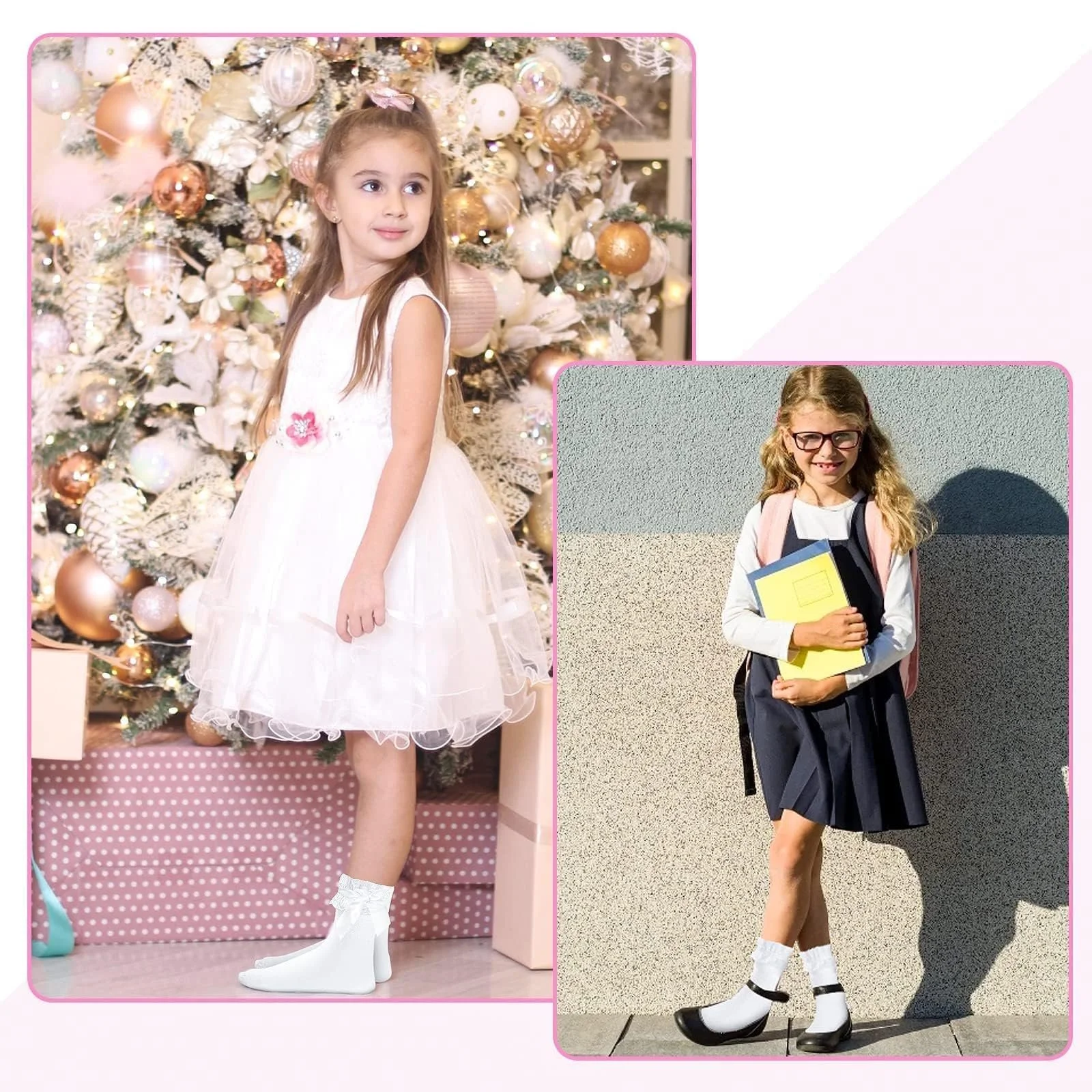 Носки с рюшами женские Lolita носки белые кружевные носки с бантом принцессы носки для щиколотки для платья Lolita женская девичья одежда украшения, белый, фото №5