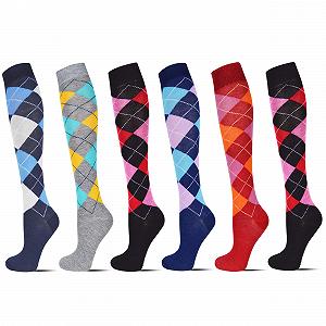 6 пар носков для бега женских гольфов компрессионные носки для путешествий велосипедные носки в клетку - Фото 1