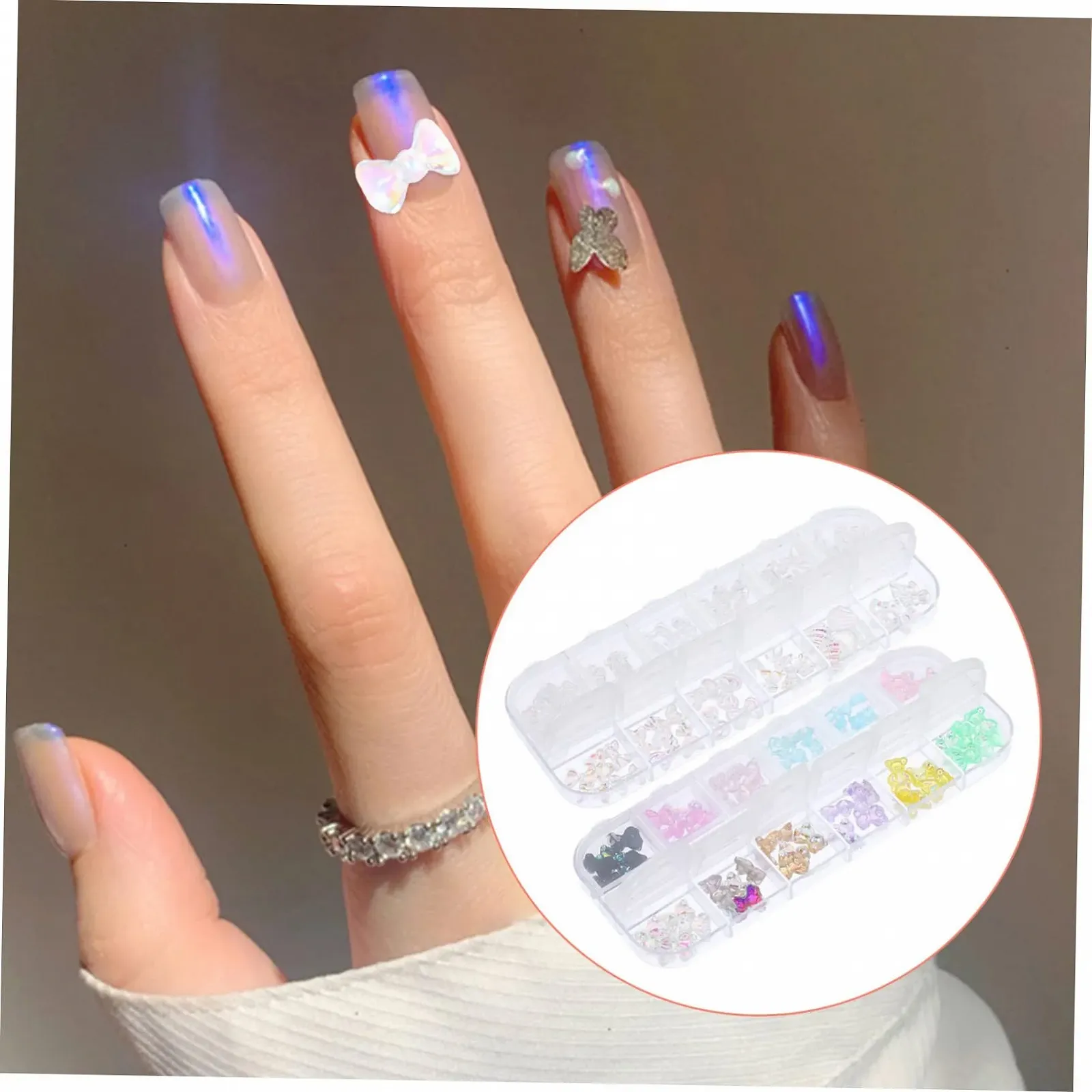 Прикраси для нігтів Ведмедики та метелики Healeved 120 шт. Аксесуари для манікюру з смоли для дизайну, фото №8