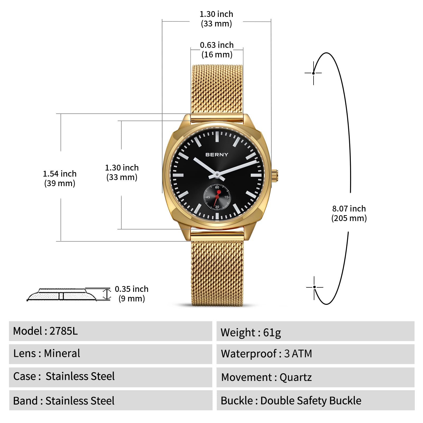 Часы Berny Золотые Классические Аналоговые Кварцевые Винтажные Минималистичные Женские, фото №6 Часы Berny Золотые Классические Аналоговые Кварцевые Винтажные Минималистичные Женские, фото №6