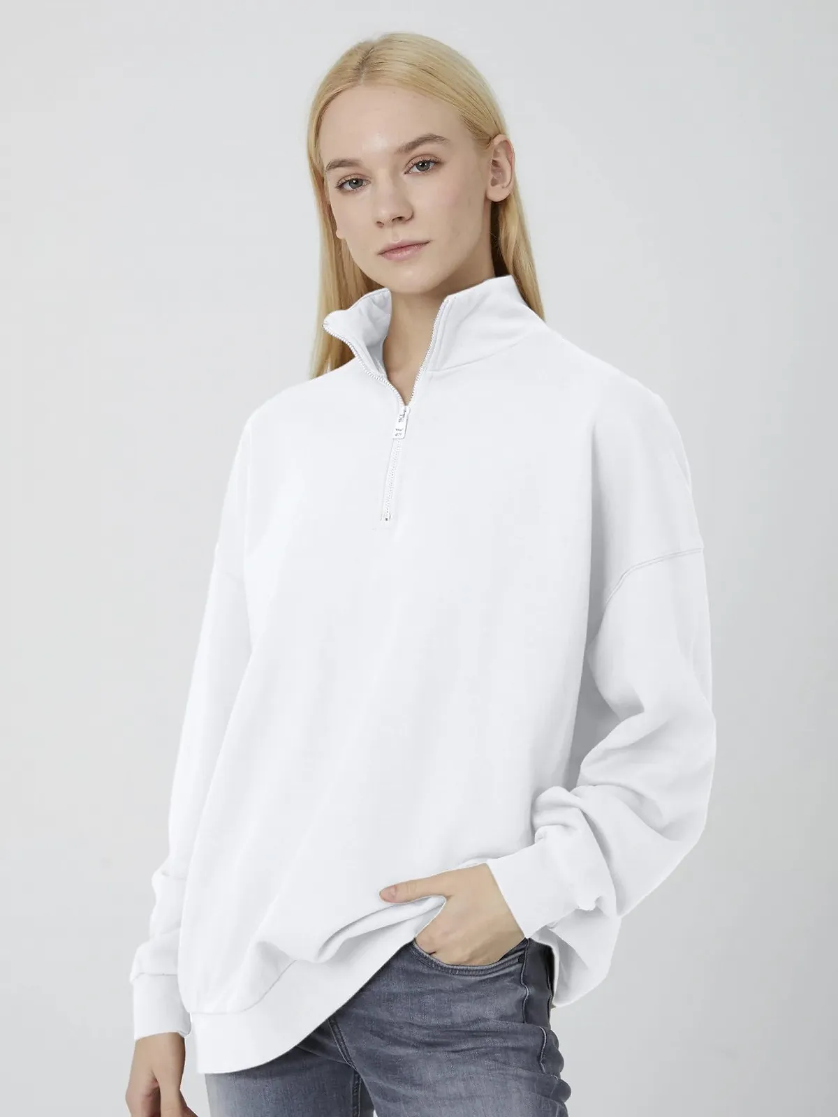 Свитшот LTB Jeans Bonoho Relaxed Хлопок на молнии Белый Размер XS, фото №3