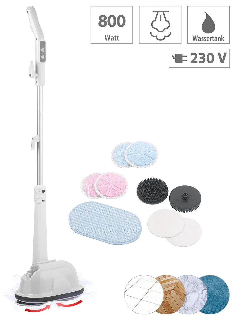 Пароочисник Sichler Haushaltsgeräte Multi Steam Floor Polisher 800 Вт 300 мл 270 об/хв, фото №3