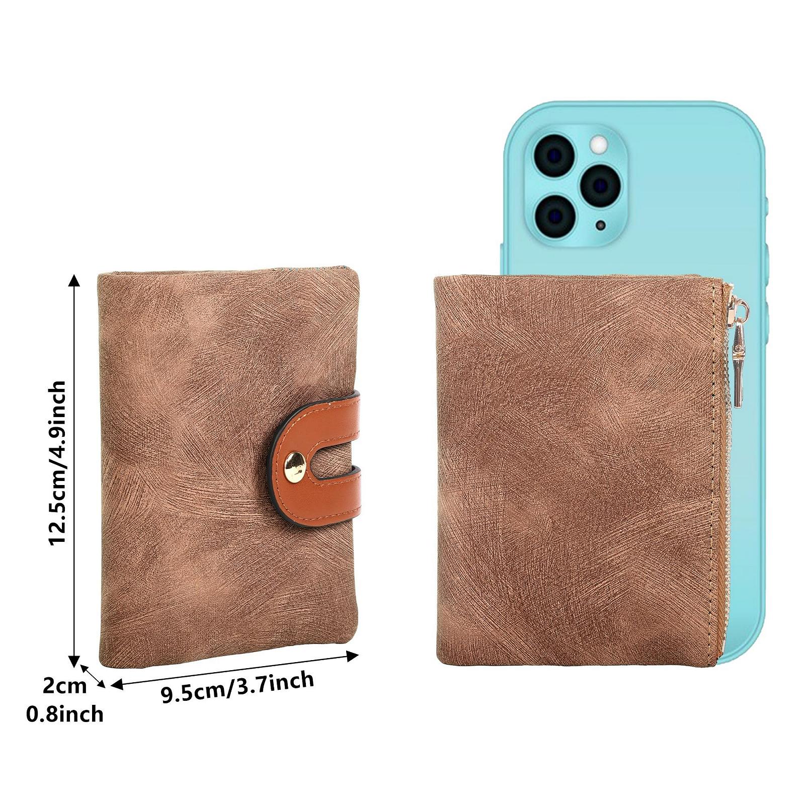 Кошелек Jiusely Маленький двойного сложения Кожаный 4pa, коричневый, 12.5 см * 9.5 см * 2 см, Ретро, фото №4