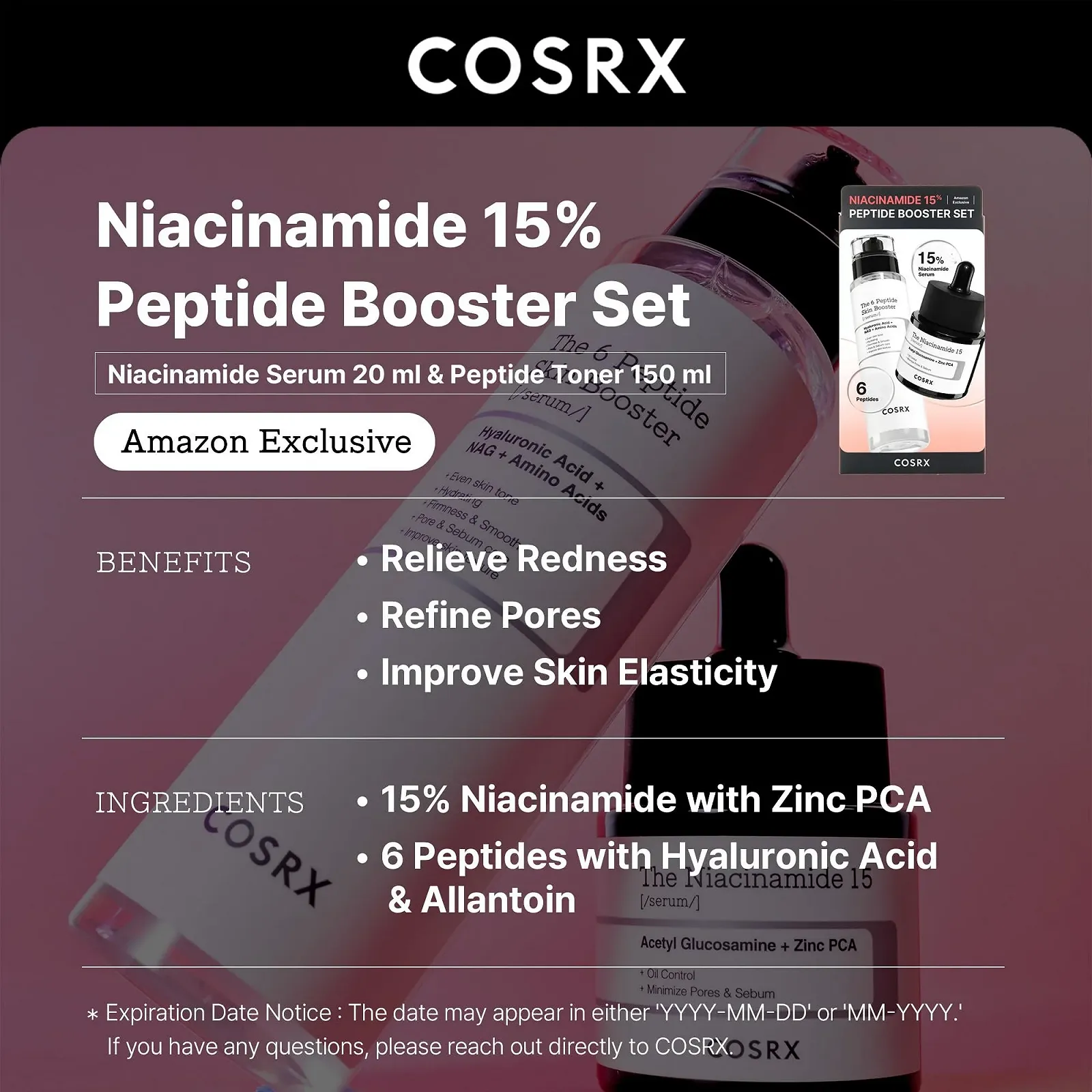 Набір COSRX Niacinamide 15% Peptide Booster - Ексклюзив для Amazon - Набір для догляду за шкірою, фото №2