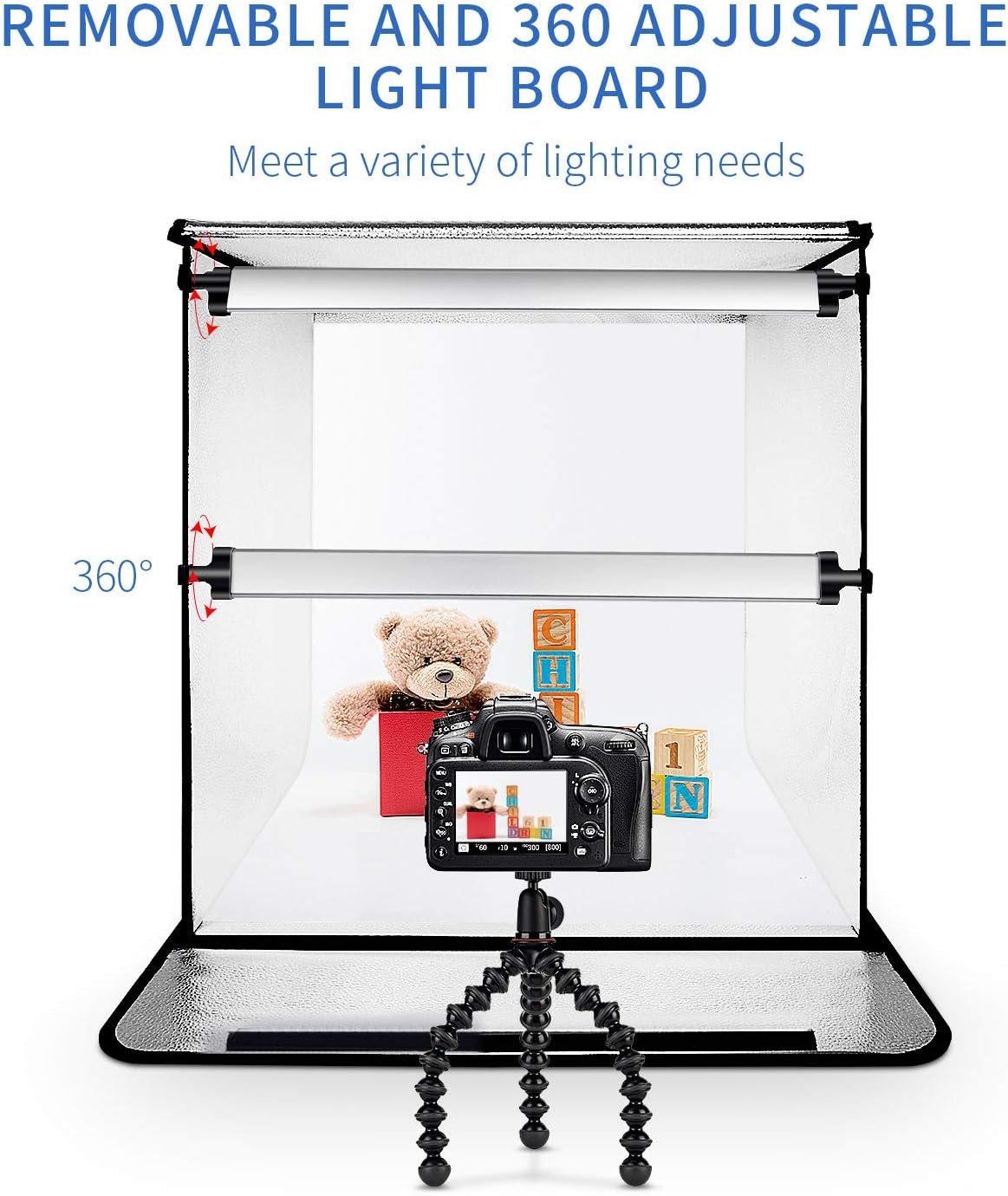 Фотобокс Samtian 60см  / 5500K / CRI 95 / 4 фони / Чорний, фото №2