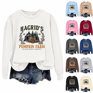 Хэллоуин Свитшот Generisch С принтом тыквы, женский, без капюшона, с длинными рукавами, круглый вырез - Фото 1