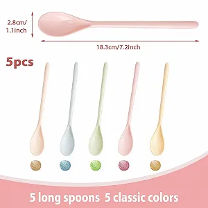 Ложка пластиковая 183 x 28 см розовый (5 шт в упаковке) synthetic.ua - Фото 1