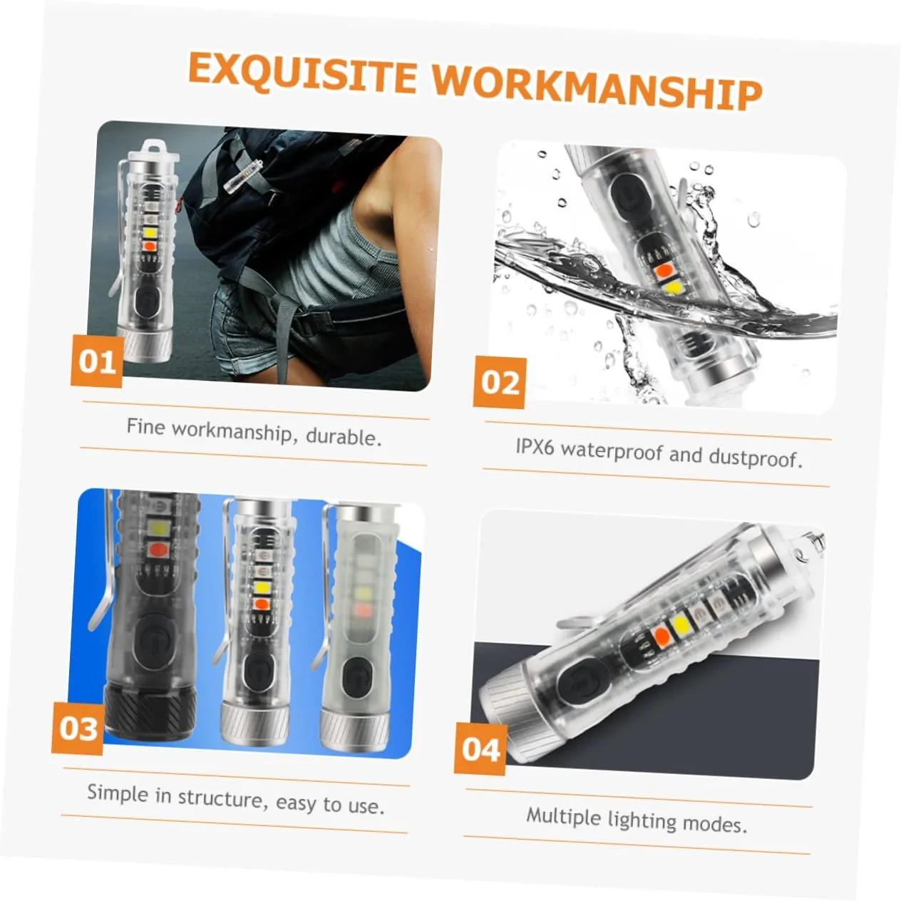 Брелок-фонарик Yardwe 3шт Перезаряжаемый фонарик LED Рыболовный фонарик Брелоки Мини фонарик Брелок Фонарики для кемпинга Маленькие фонарики, фото №5