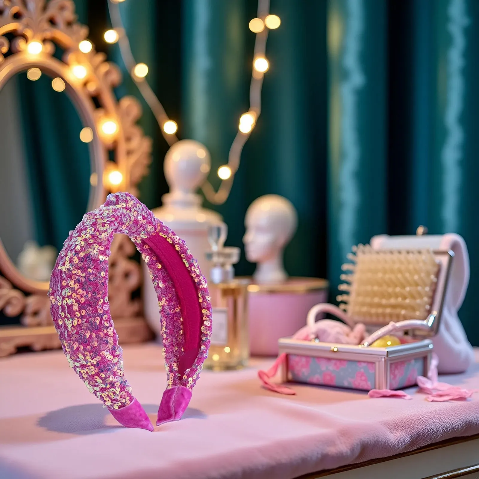 Обруч Рожевий Блискучий для Дівчат та Жінок, фото №7