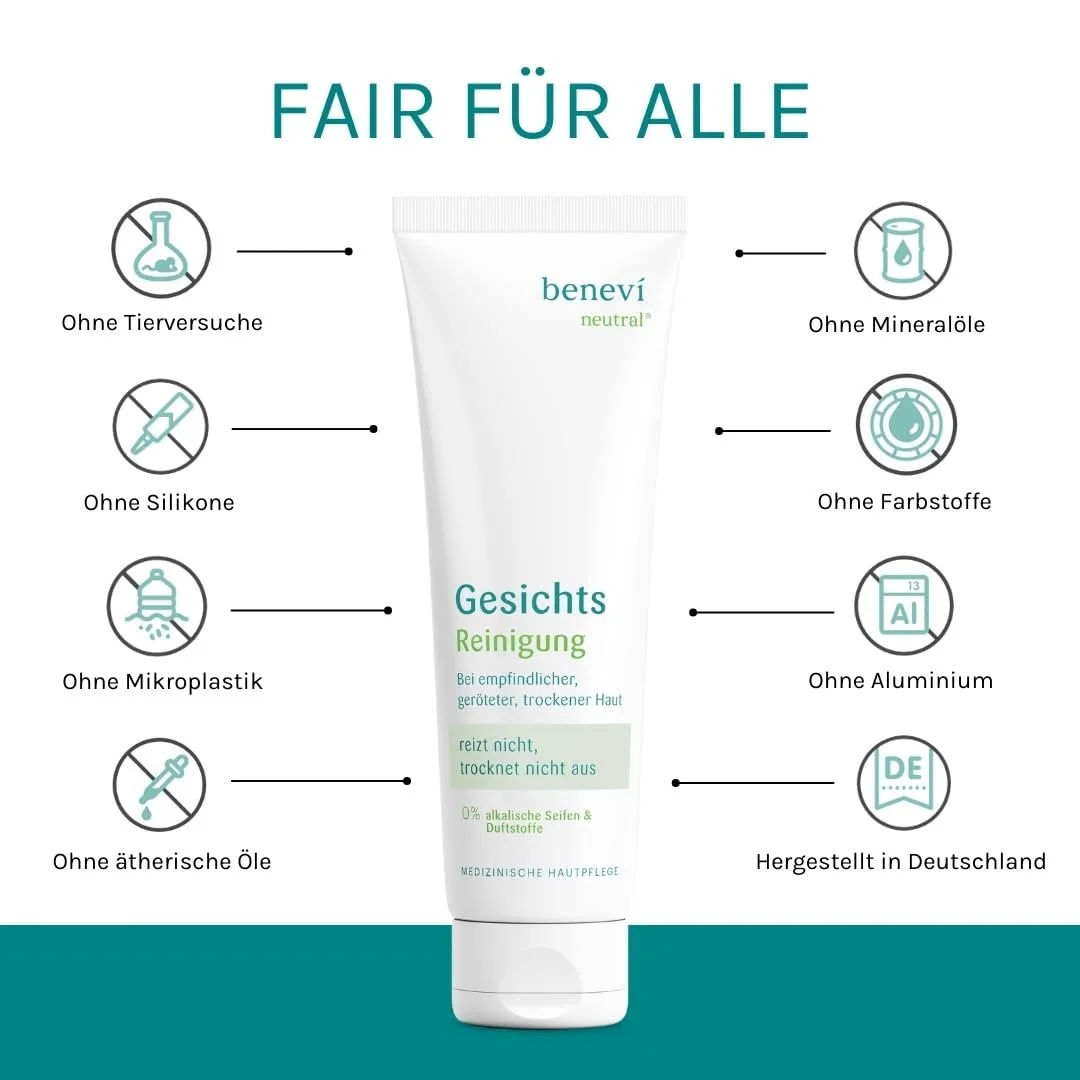 Засіб для вмивання Benevi Neutral для чутливої, подразненої, сухої шкіри, 2 x 125 мл, pH 5.5, фото №7 Засіб для вмивання Benevi Neutral для чутливої, подразненої, сухої шкіри, 2 x 125 мл, pH 5.5, фото №7