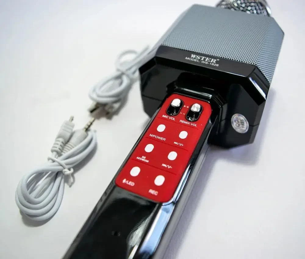 Караоке микрофон WSTER WS-1828 c LED подсветкой 4 Голоса/USB/Bluetooth, фото №4