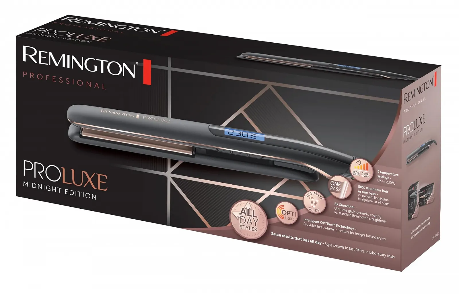 Выпрямитель для волос Remington PROluxe Midnight S9100B 150-230°C керамические пластины 110 мм OPTIheat, фото №10 Выпрямитель для волос Remington PROluxe Midnight S9100B 150-230°C керамические пластины 110 мм OPTIheat, фото №10