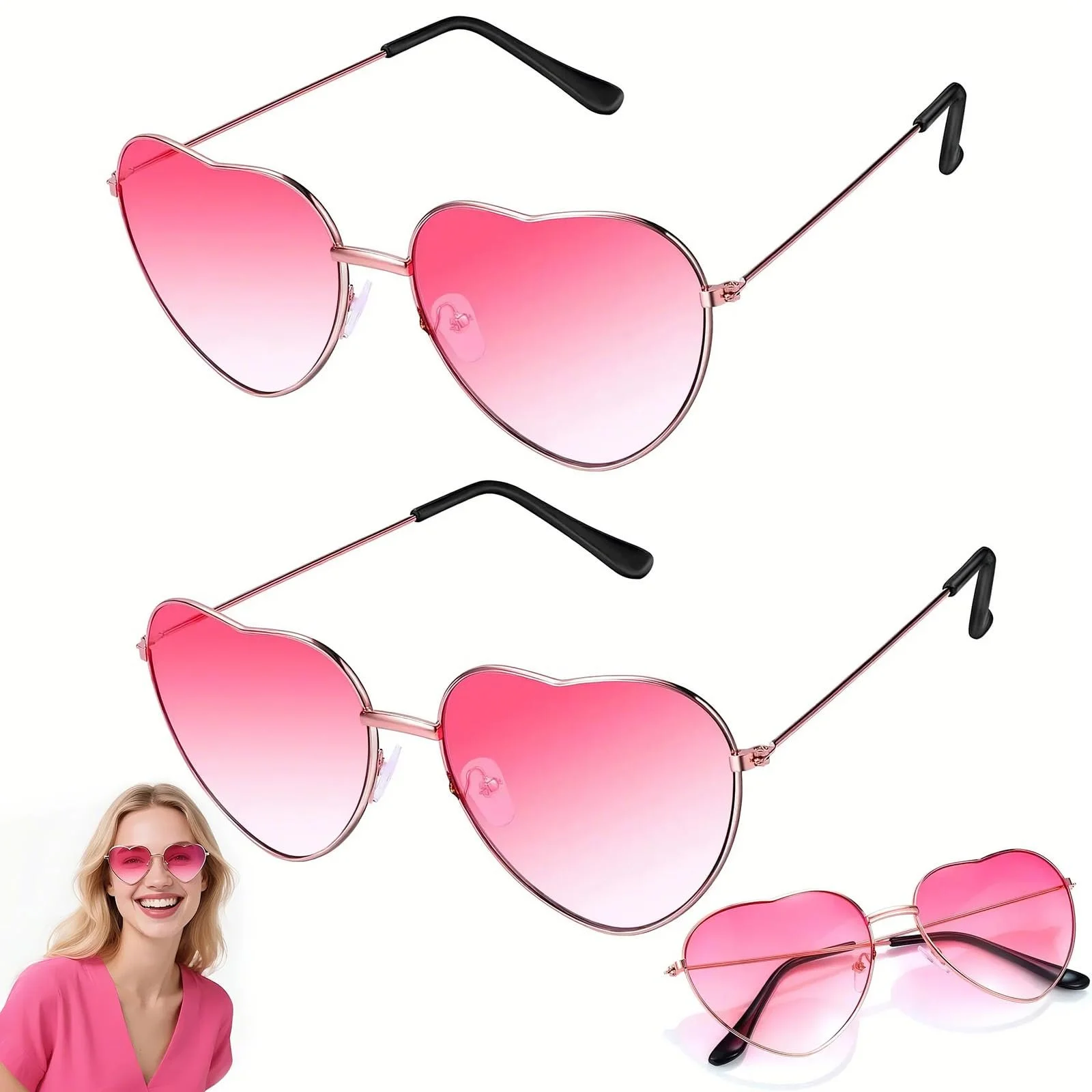 Окуляри Сонцезахисні Рожеві у Формі Серця, фото №1