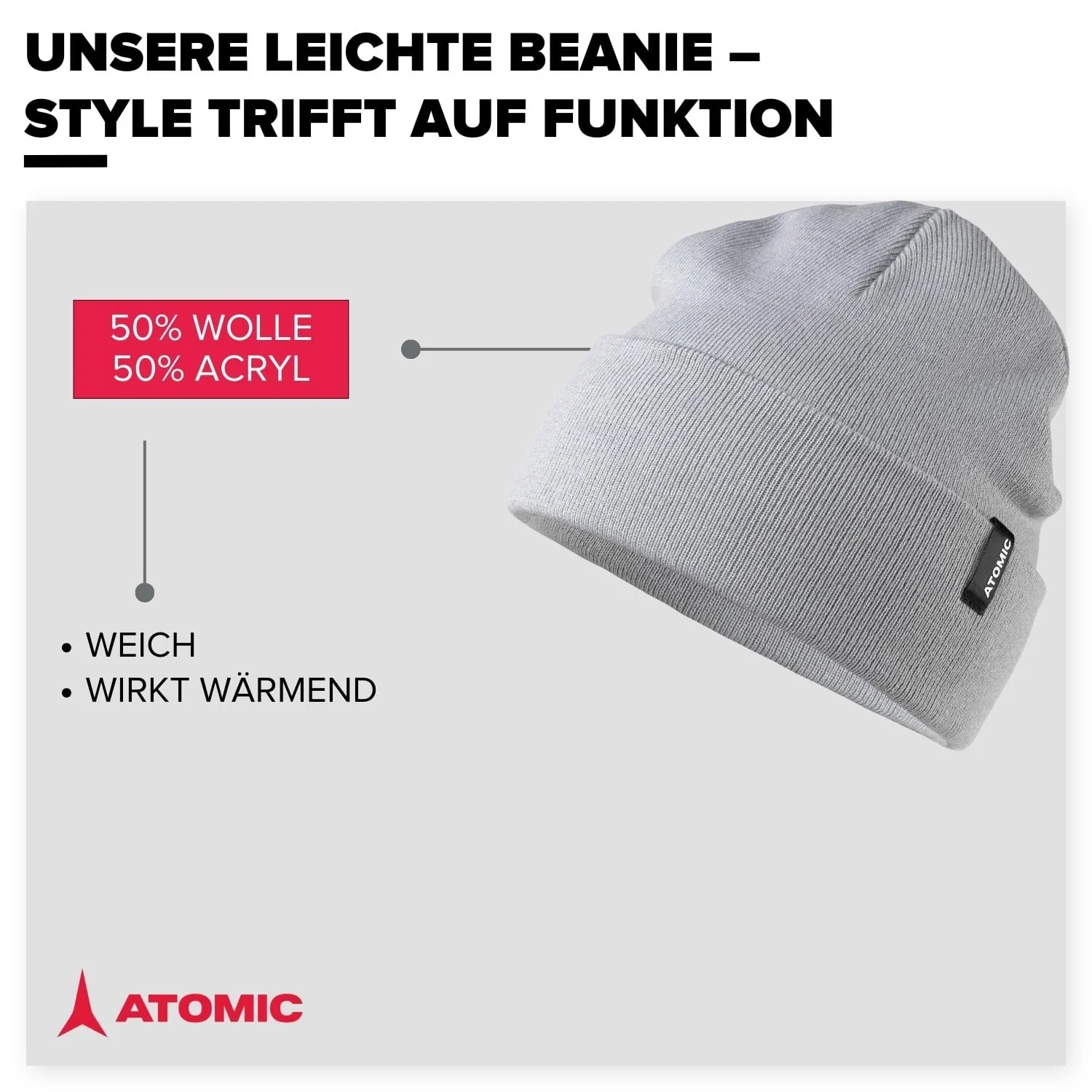 Шапка ATOMIC Alps Kids с закатанным краем, унисекс, фото №3 Шапка ATOMIC Alps Kids с закатанным краем, унисекс, фото №3