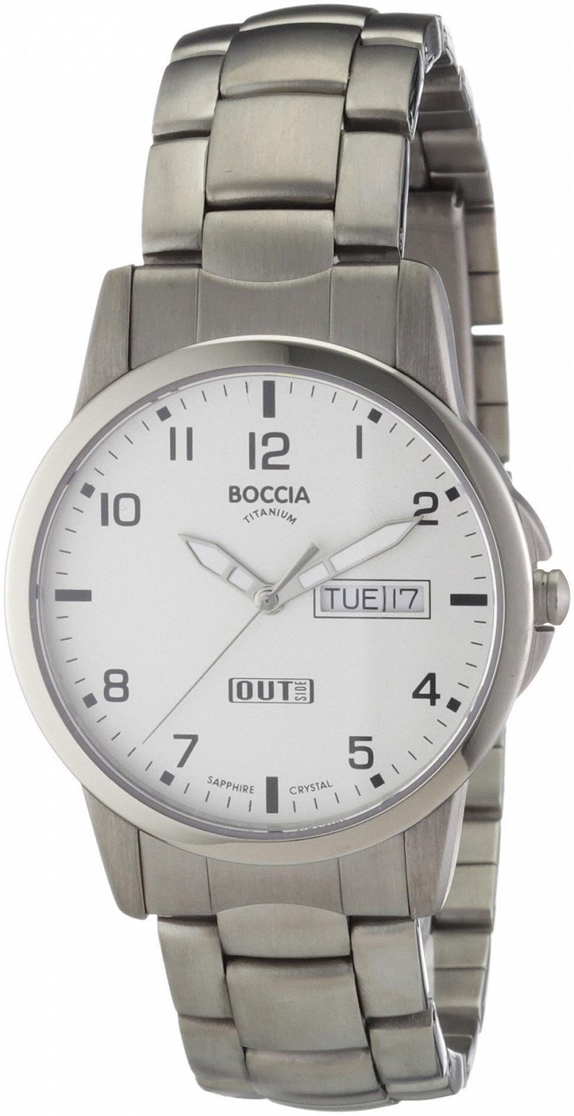 Мужские титановые часы Boccia 604-09, серебристо-белые, браслет, фото №1