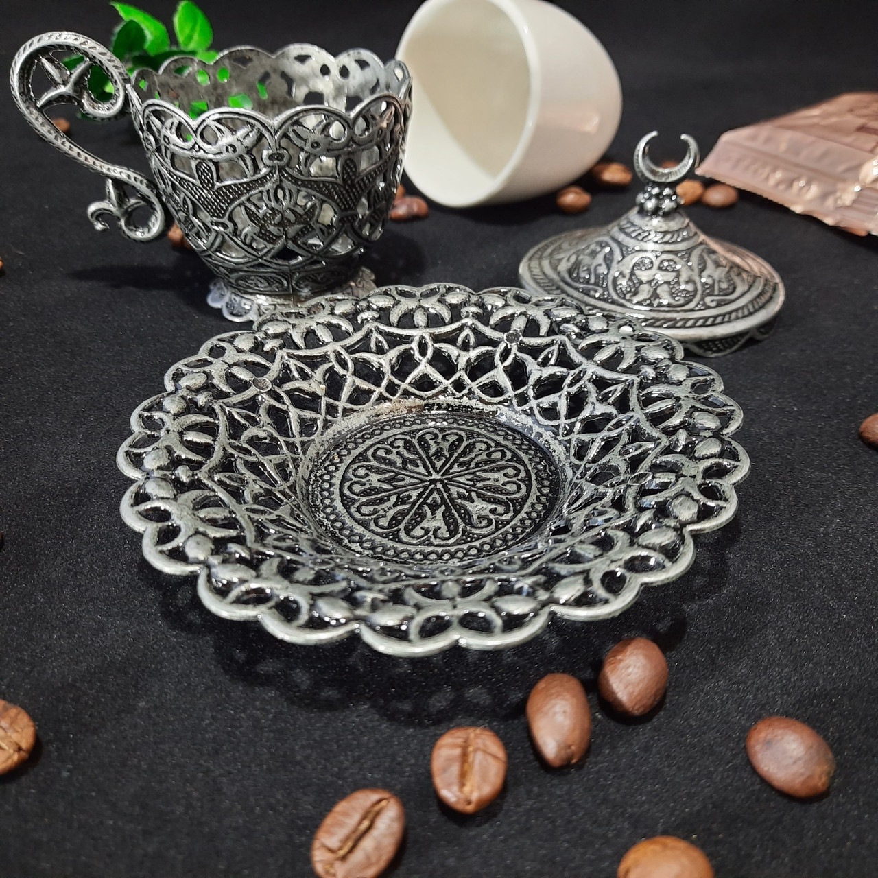 Турецкая чашка Демитас Acar с блюдцем 100 мл Темное серебро, фото №7 Турецкая чашка Демитас Acar с блюдцем 100 мл Темное серебро, фото №7