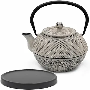 Чайник Asia Чавунний Набір 1.1 Літр Чорна дерев'яна підставка - Фото 1