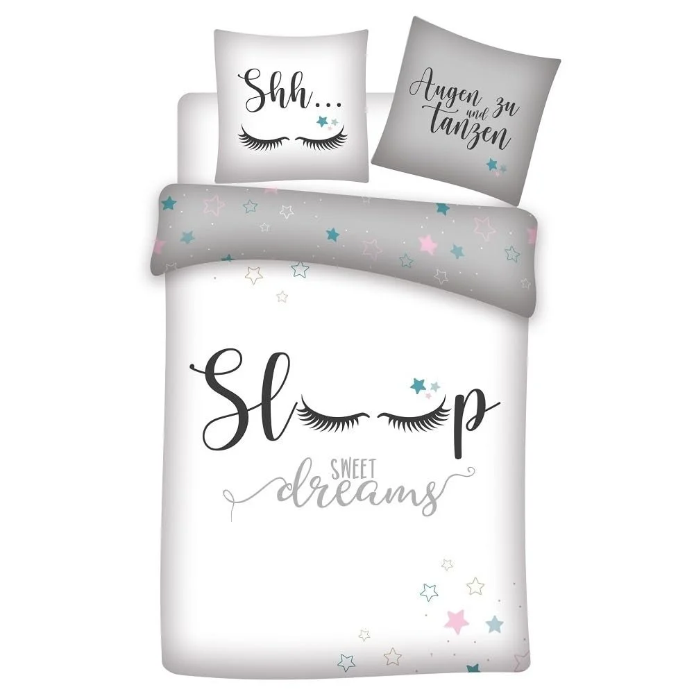 Постільна білизна дитяча Familando Sleepy Eyes 2 предмети Бавовна Сіра 135 х 200 см 80 х 80 см, фото №1