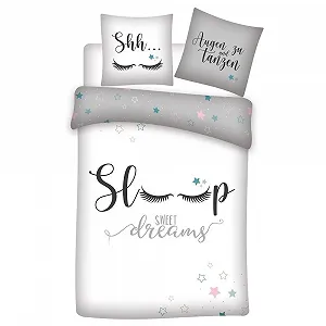 Постільна білизна дитяча Familando Sleepy Eyes 2 предмети Бавовна Сіра 135 х 200 см 80 х 80 см - Фото 1
