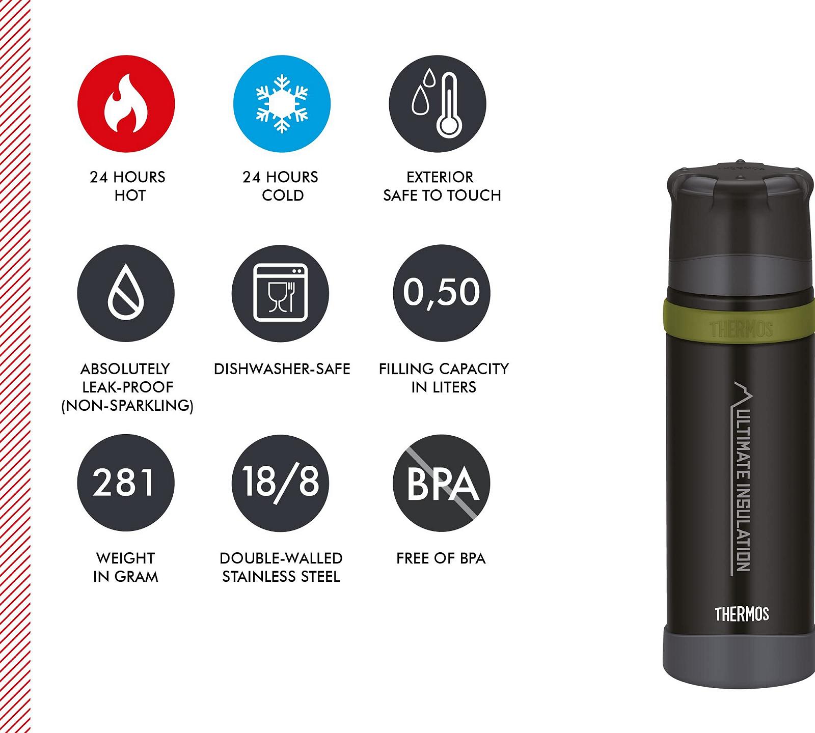 Термос Thermos Mountain 0.50 л, нержавіюча сталь, Black, фото №5 Термос Thermos Mountain 0.50 л, нержавіюча сталь, Black, фото №5