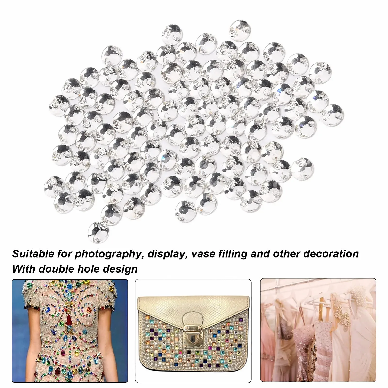 Стразы Прозрачные Кристаллы с плоской задней частью 8 мм, фото №3