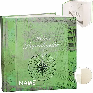 Фотоальбом Jugendweihealbum My Youth Consecration Traveler Green с именем Белый 60 страниц - Фото 1