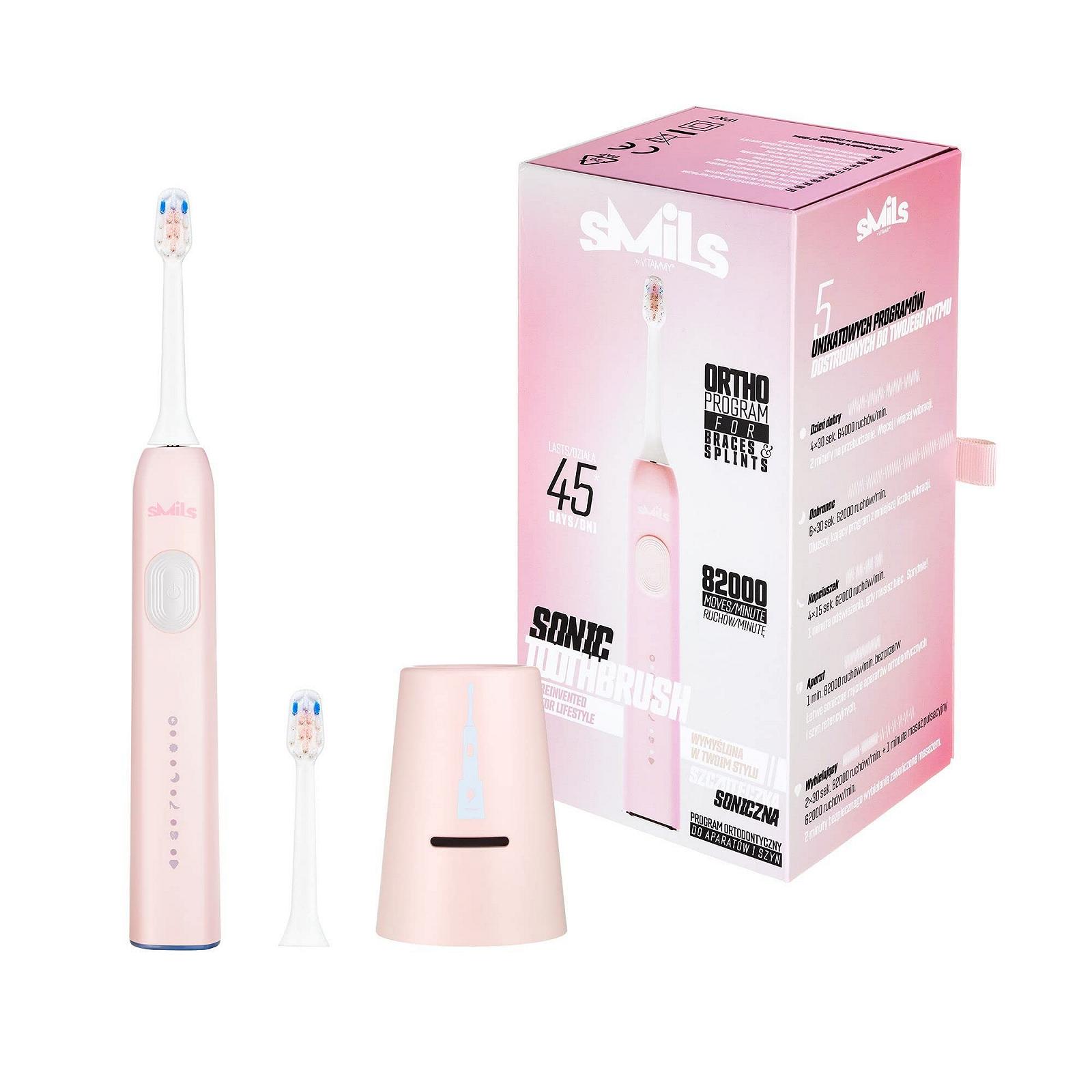 Електрична звукова зубна щітка Vitammy SMILS 5 режимів Пудровий рожевий, фото №1