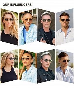 Солнцезащитные очки Ретро Прямоугольные Поляризованные Металлические SOJOS SJ1215 synthetic.ua - Фото 1