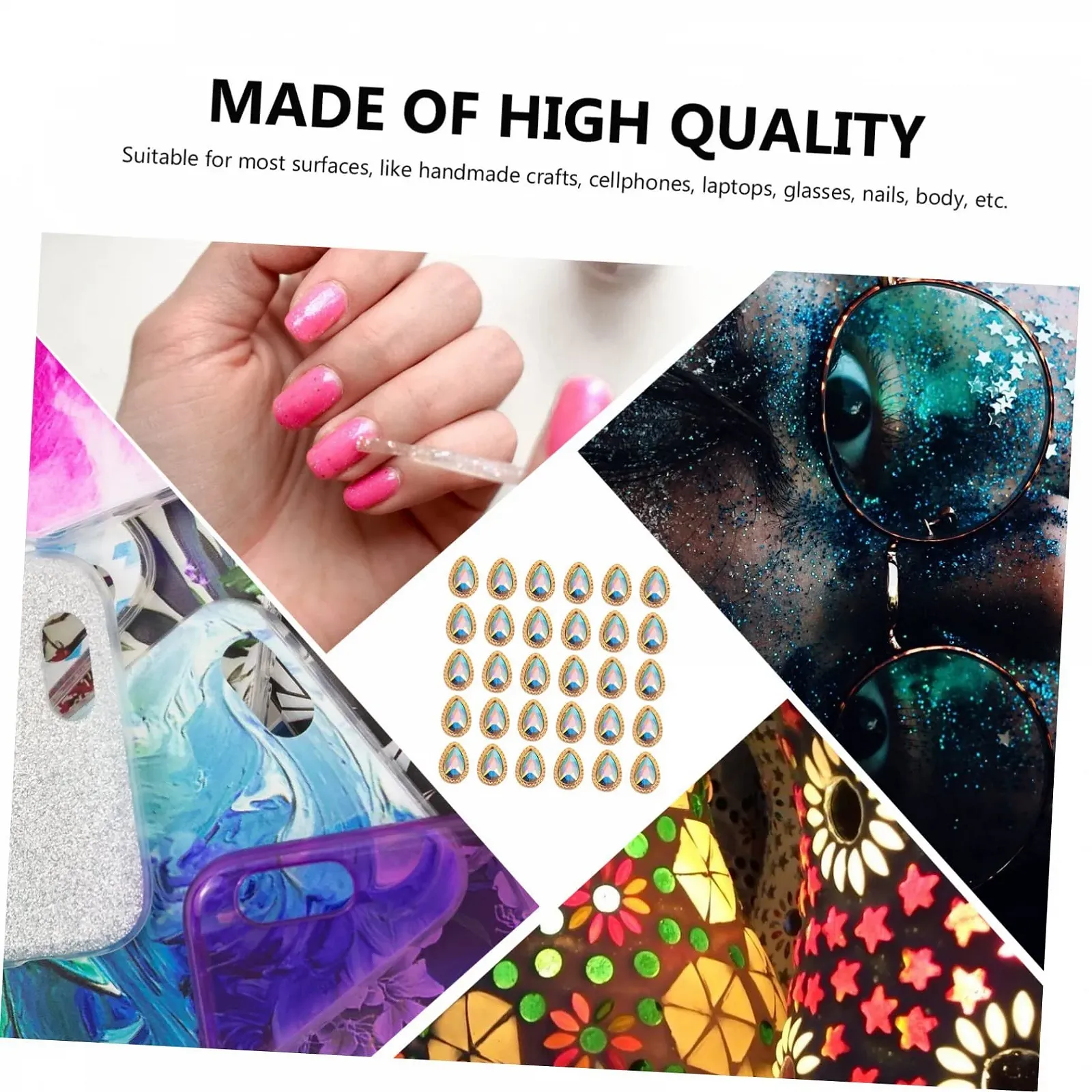 Стрази для нігтів краплеподібні 30 шт., фото №6