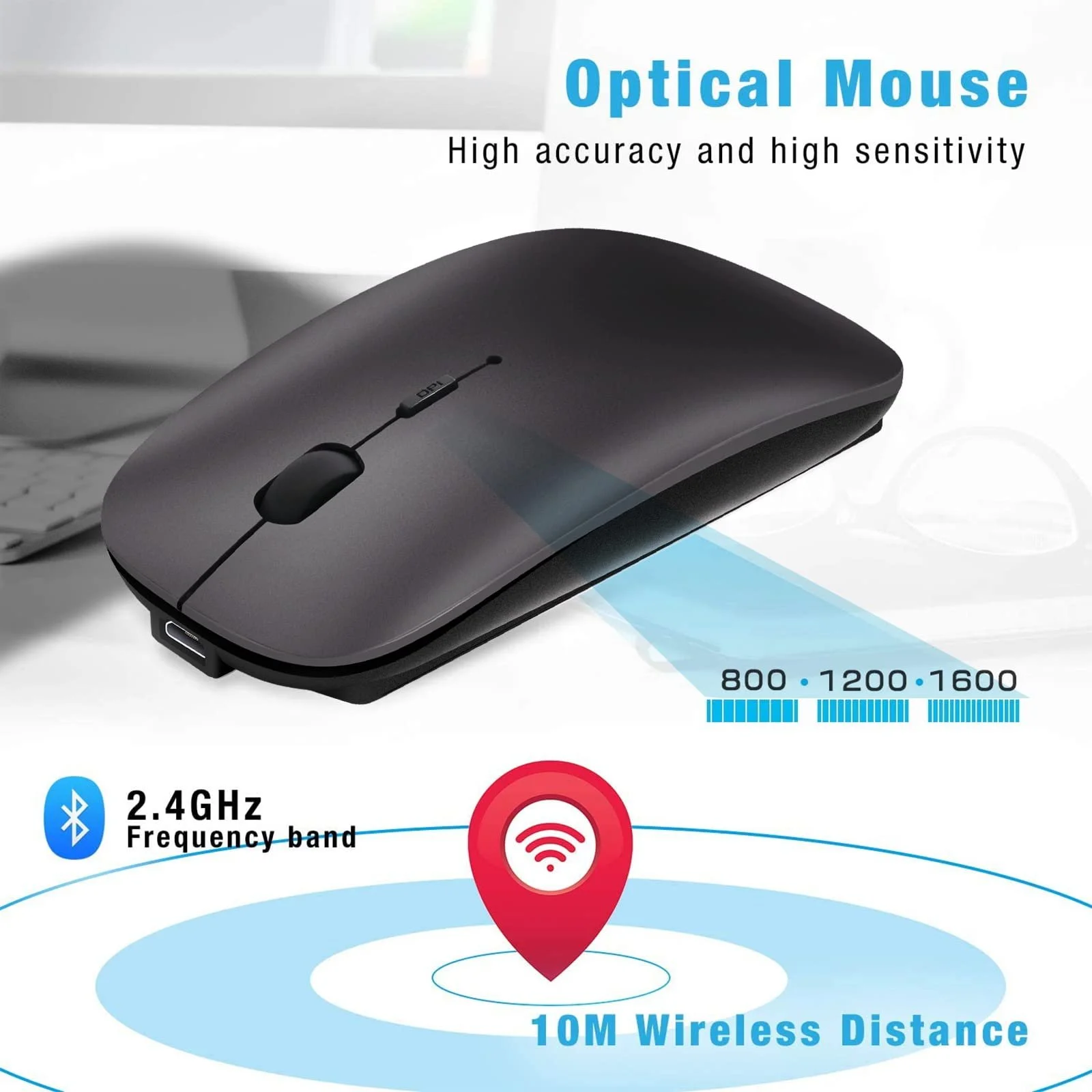 Мышь Bluetooth AE WISH ANEWISH, серый, фото №5