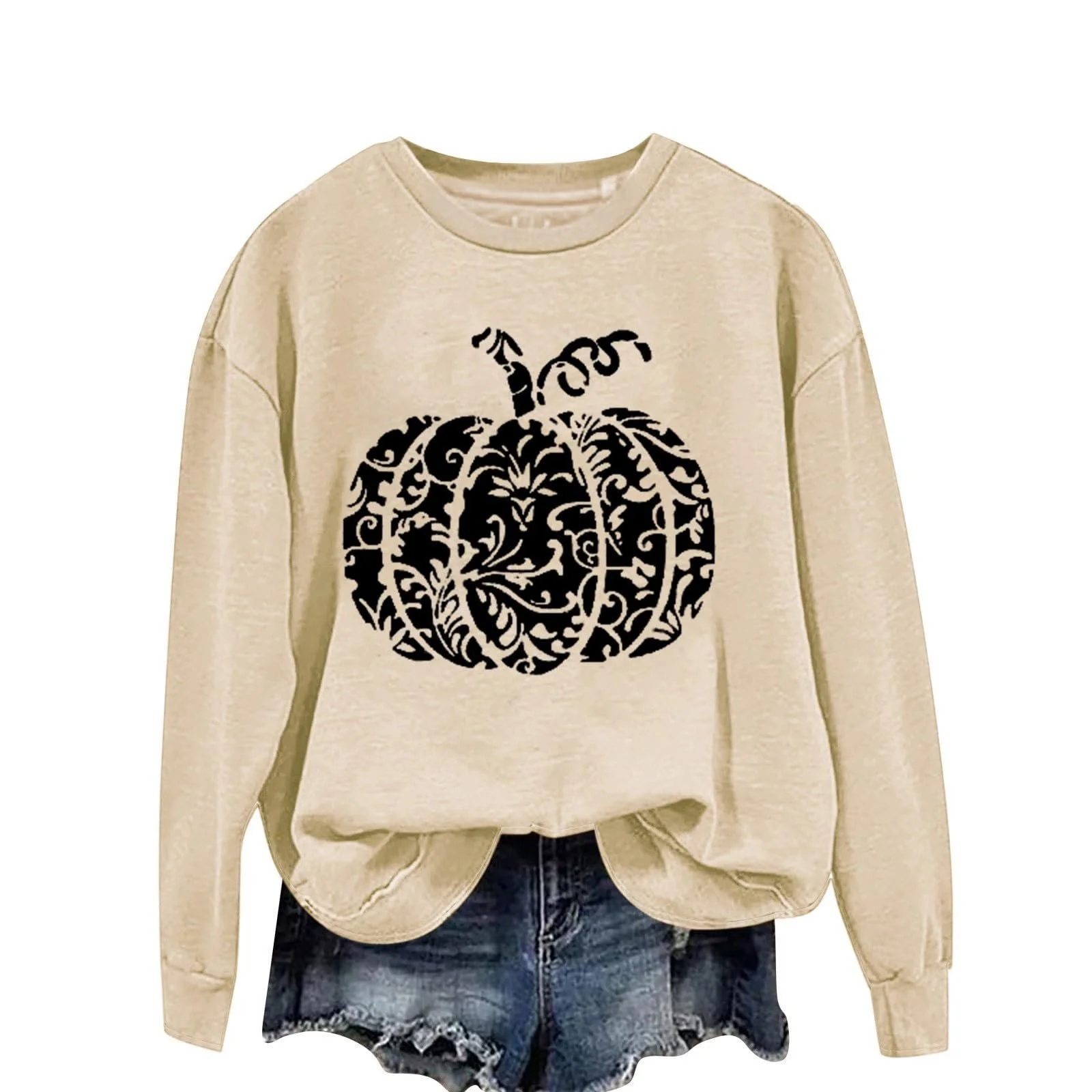 Хэллоуин-свитшоты Женский Топ с длинными рукавами Хэллоуин Женский свитшот Пуловер с круглым вырезом с длинными рукавами Осенние рубашки Верх для вечеринки Фестиваля Открытого воздуха Свадьба, фото №3