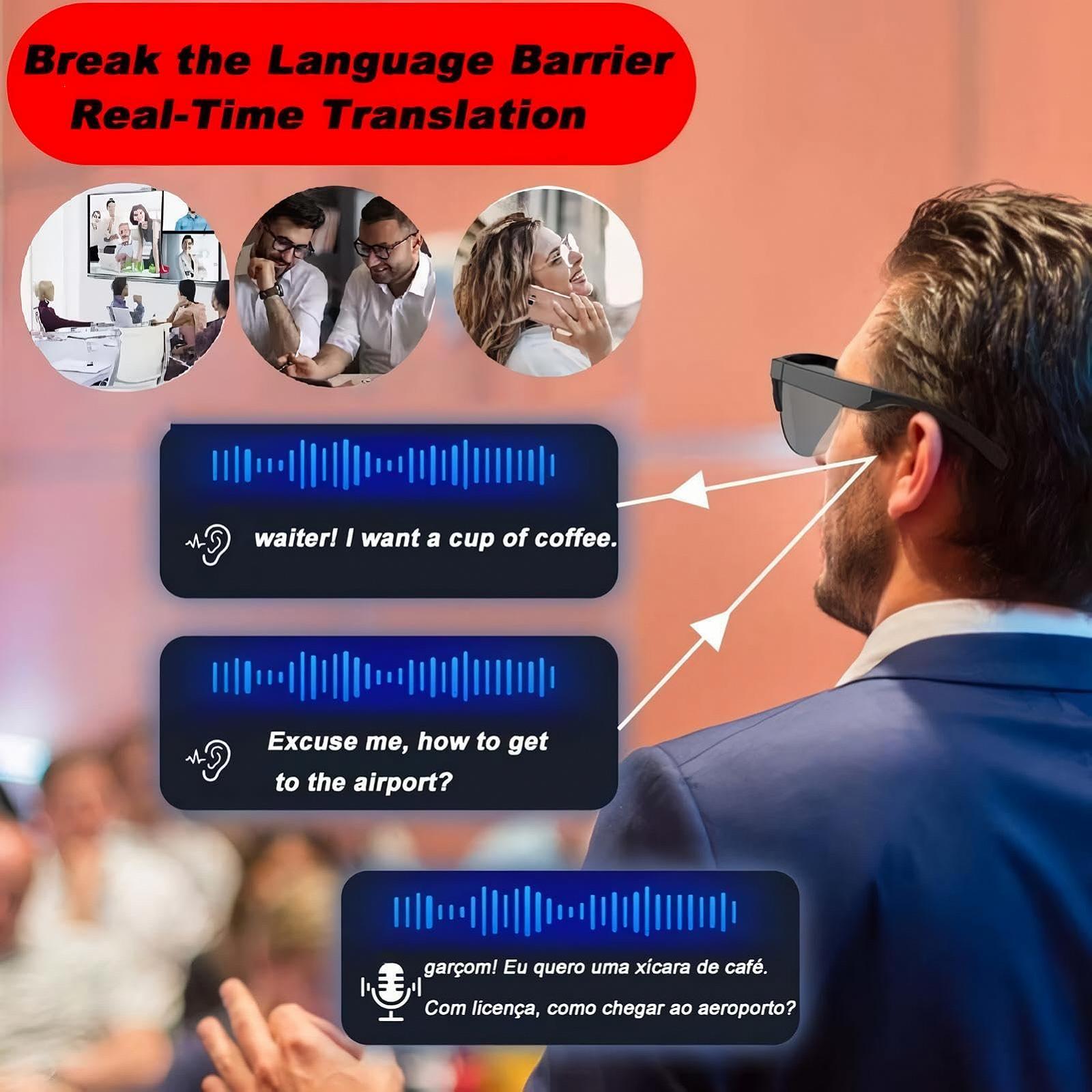 AI Перекладач окуляри для подорожей та перекладу понад 100 мовами, легкі стильні розумні, фото №3