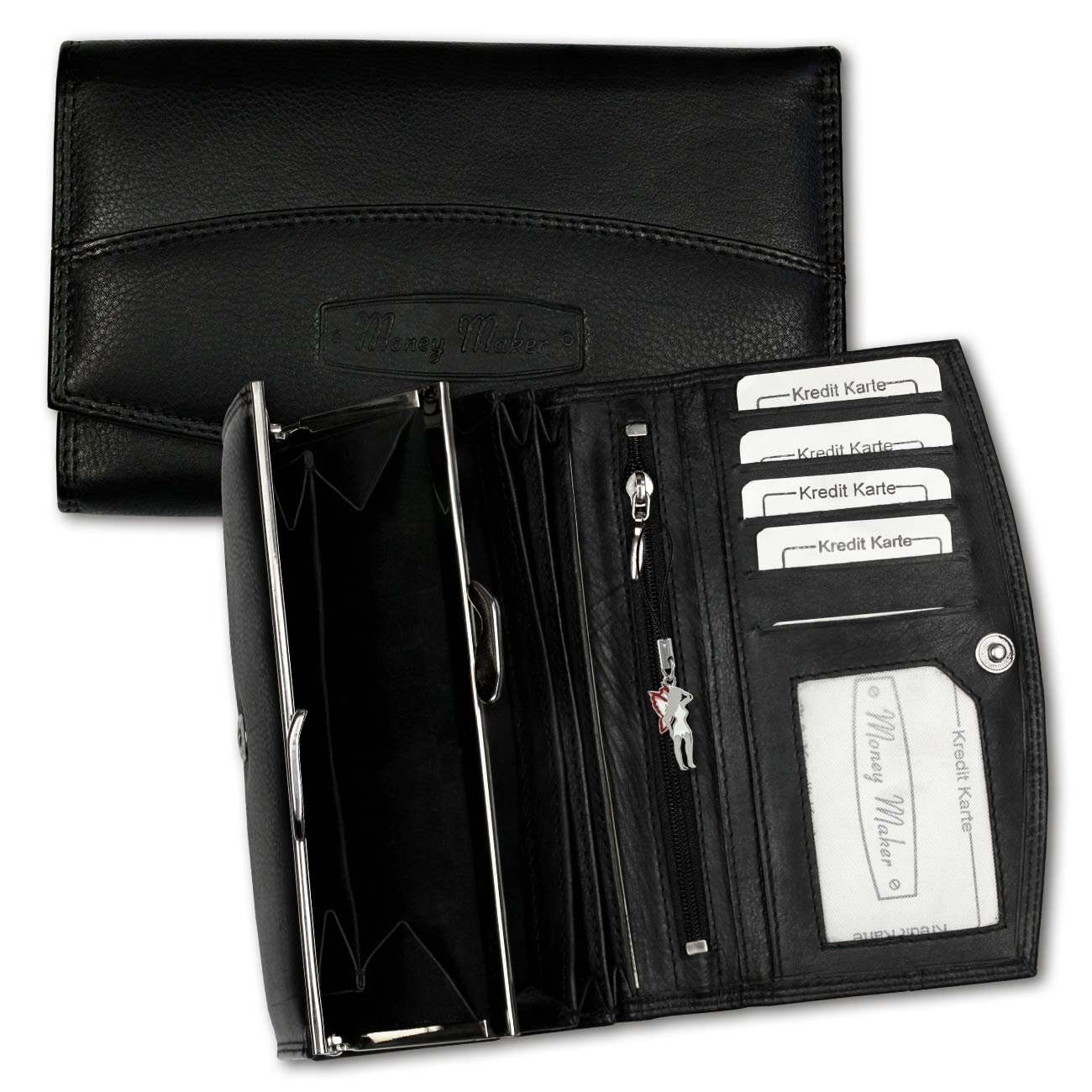 Кошелек Женский Кожаный DrachenLeder Money Maker D3OPJ719S Черный 16 x 2.5 x 9.5 см, фото №5