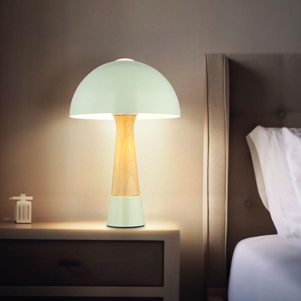 Настільна лампа Nowa LED під дерево ретро гриб метал 7 Вт 806 лм тепле біле світло 25 x 36.5 см зелена, фото №5