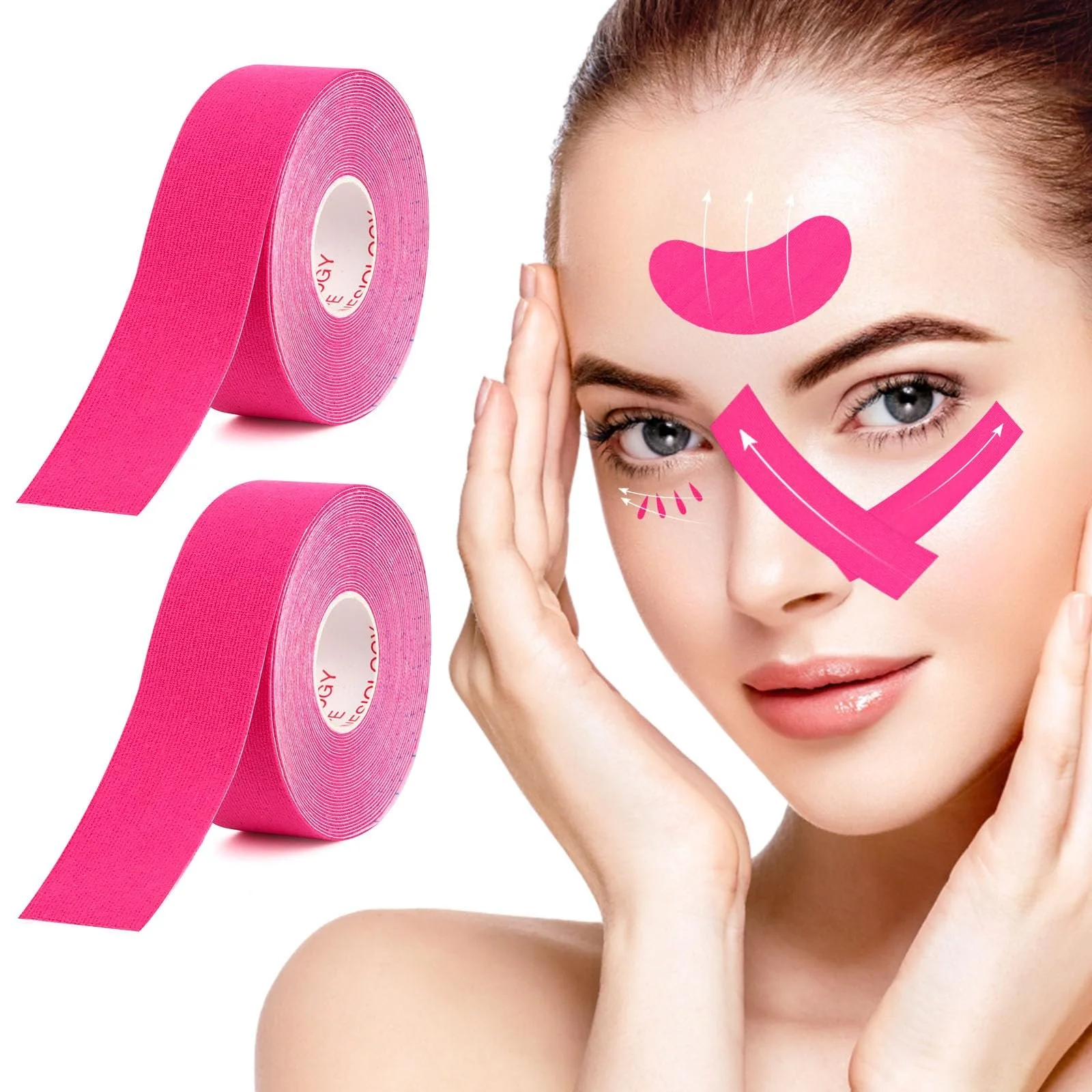2 рулони стрічки для підтяжки обличчя, пластир проти зморшок, фото №1