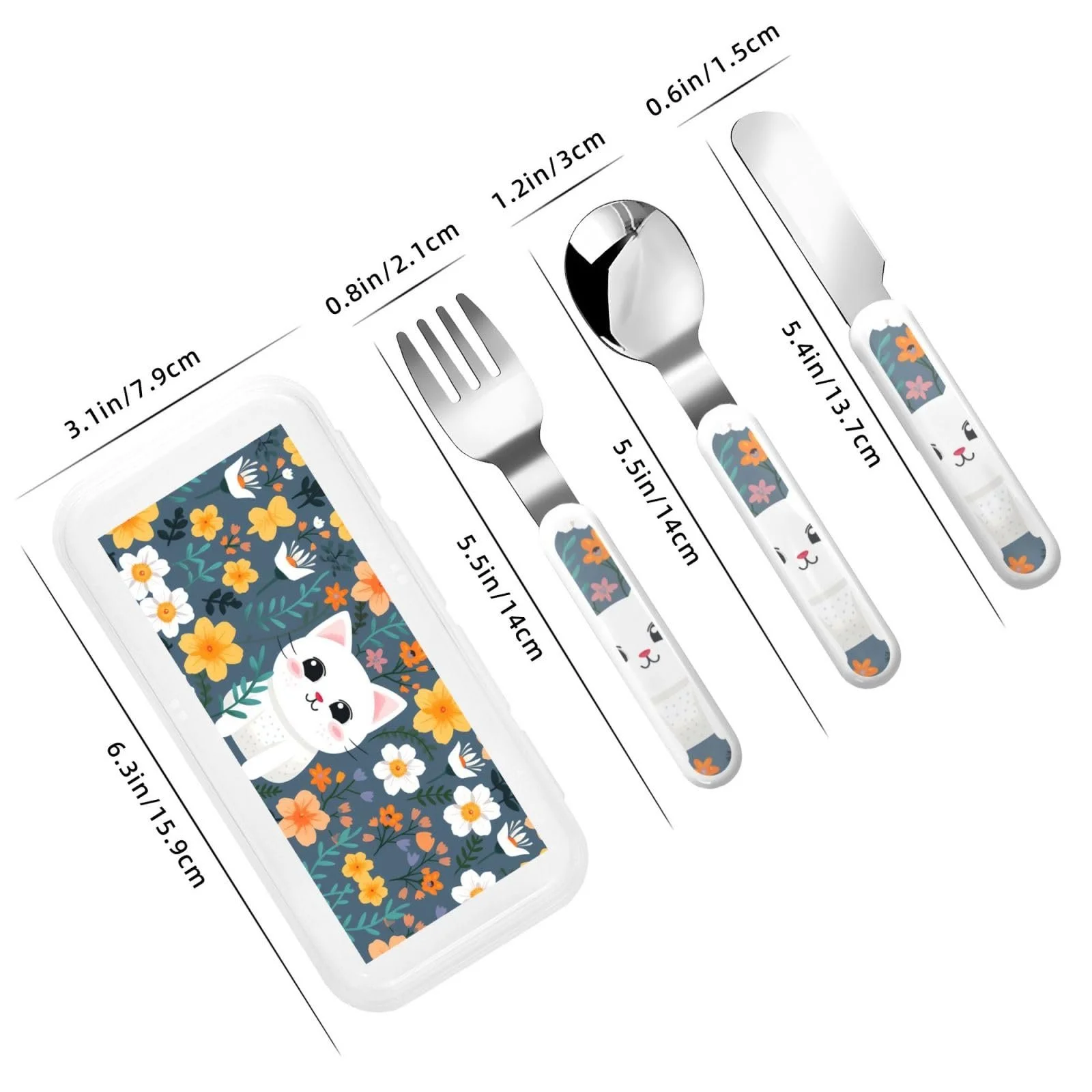 Набір дитячих столових приборів з малюнком кошенят, 3 предмети, багаторазовий, фото №3 Набір дитячих столових приборів з малюнком кошенят, 3 предмети, багаторазовий, фото №3