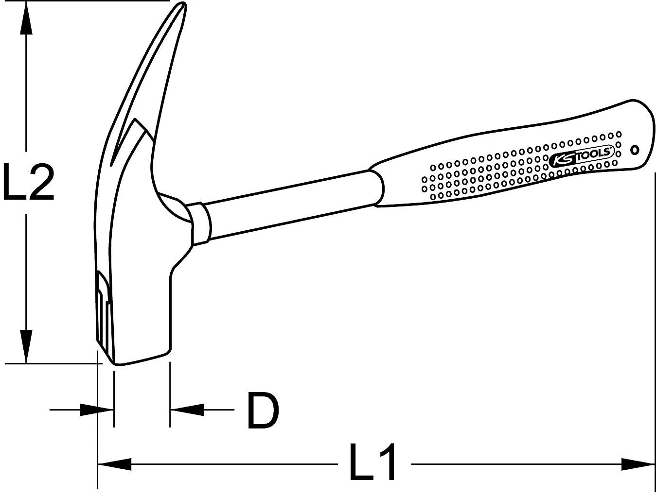 Молоток-кирка KS Tools 140.2001 600 г, фото №3 Молоток-кирка KS Tools 140.2001 600 г, фото №3