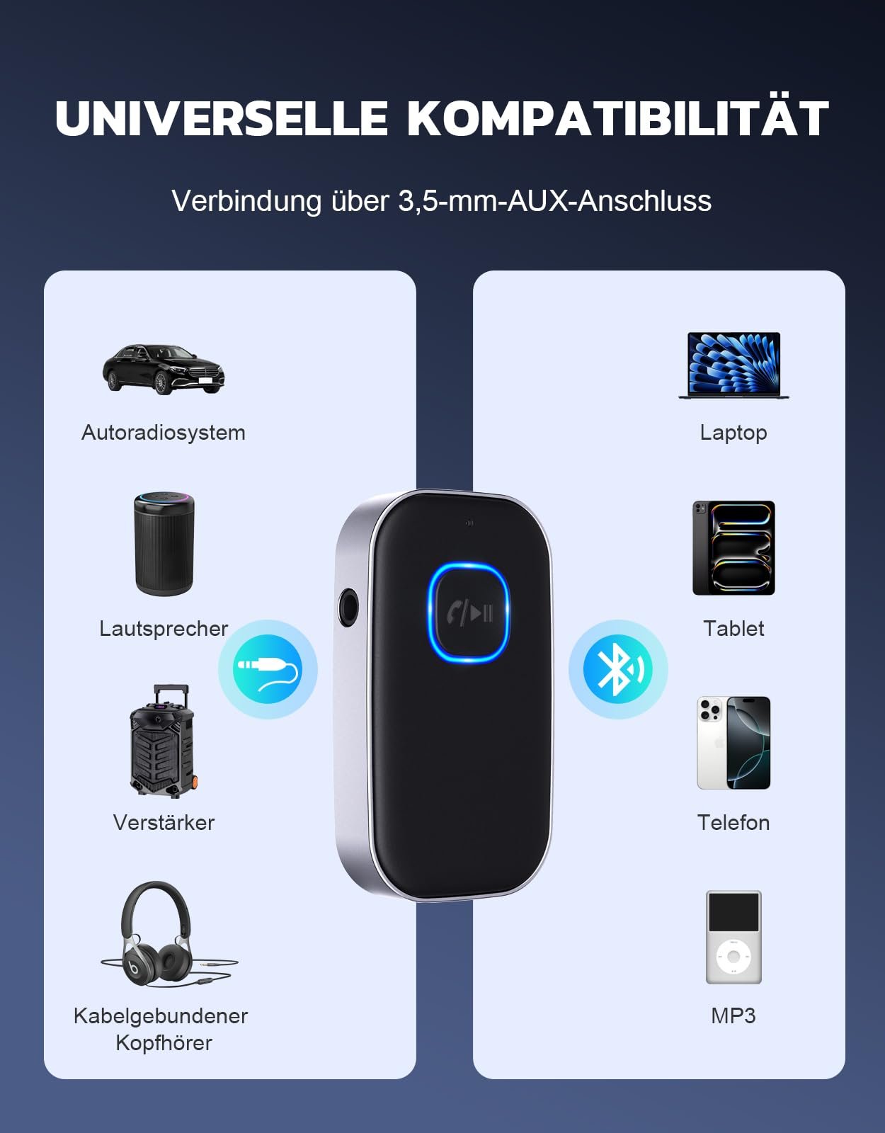 Адаптер Bluetooth 5.3 Glangeh, 3,5 мм Aux, с шумоподавлением, 16 часов в режиме ожидания, для автомобильной аудиосистемы, наушников, динамиков, стереоусилителей, фото №2