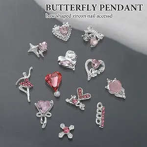 Набор украшений для ногтей 19 шт., Смешанные украшения для ногтей, Универсальные украшения для ногтей, Милые аксессуары для маникюра, для украшений для ногтей, Аксессуары, DIY поделки, с 50 битыми бриллиантами - Фото 1