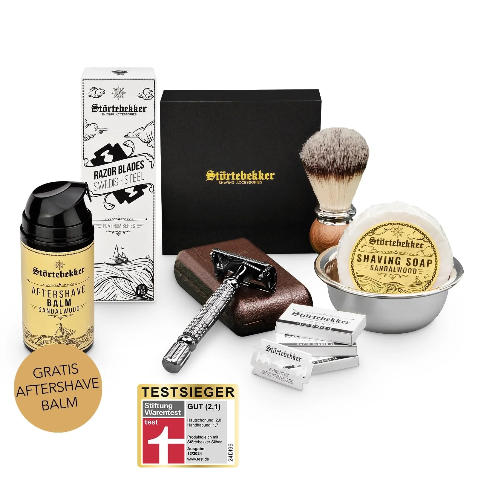 Набор для бритья Störtebekker Premium Hamburg против раздражения с безопасной бритвой и помазком, фото №1 Набор для бритья Störtebekker Premium Hamburg против раздражения с безопасной бритвой и помазком, фото №1