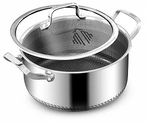 Каструля-кесероль Edelstahl 5 л 24 см з нержавіючої сталі з кришкою антипригарна - Фото 1