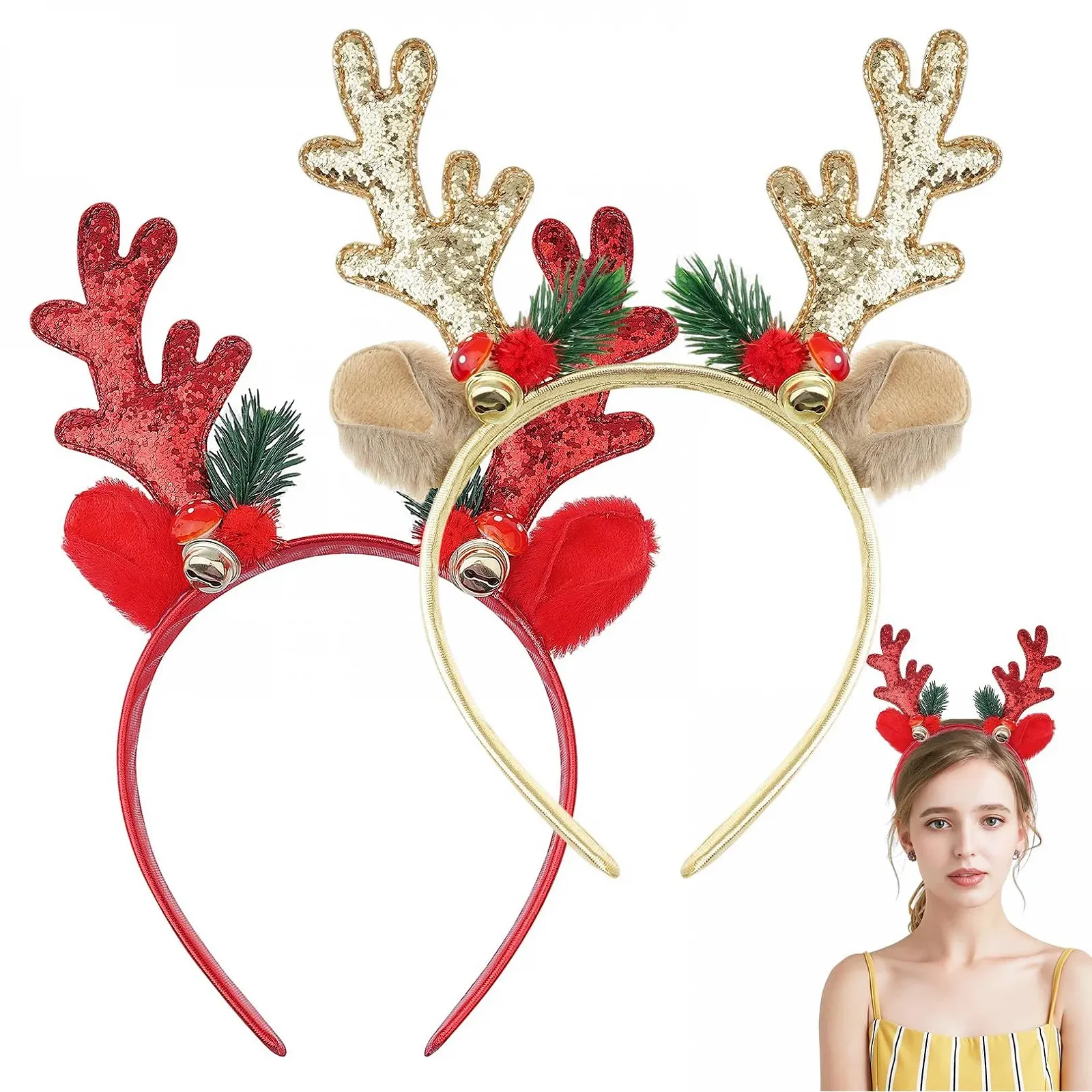 Набір з 2 Різдвяних обручів на голову, фото №1