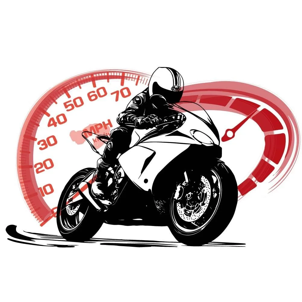 Наклейка на стіну SUPERDANT Мотоцикл і тахометр вінілова Чорний, Червоний, фото №3