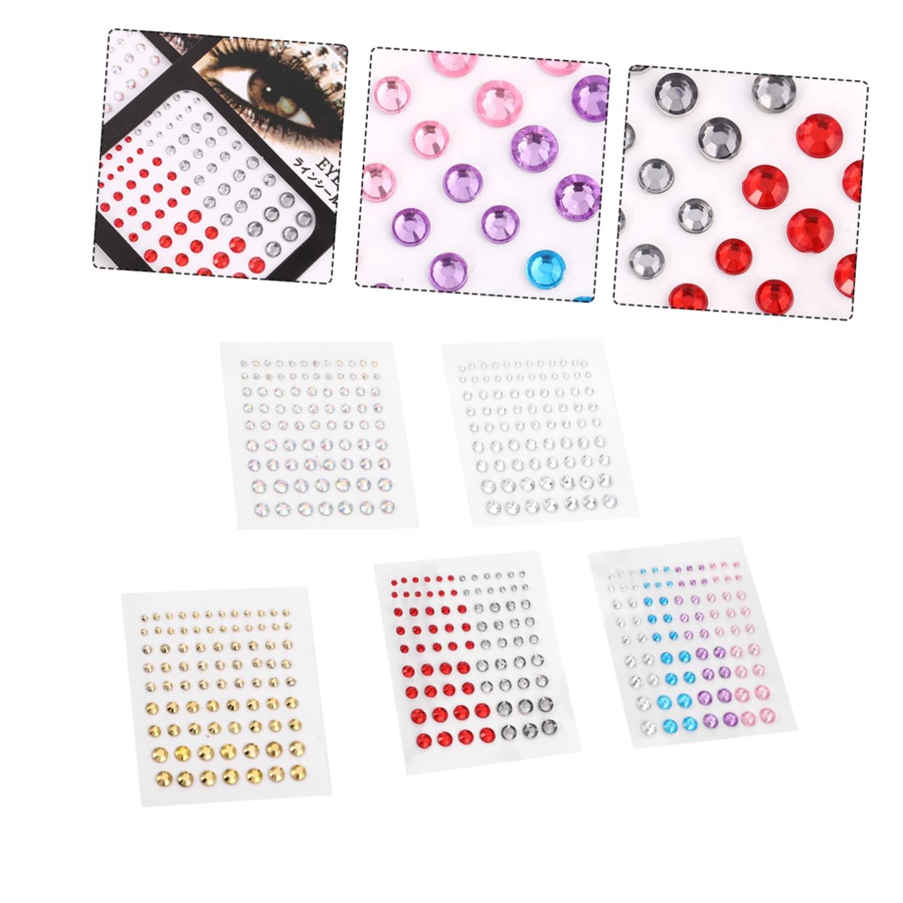 Стразы EXCEART акриловые 10 листов для лица и декора, самоклеящиеся наклейки для маскарада, дня рождения и прочего для креативных дизайнов, фото №4