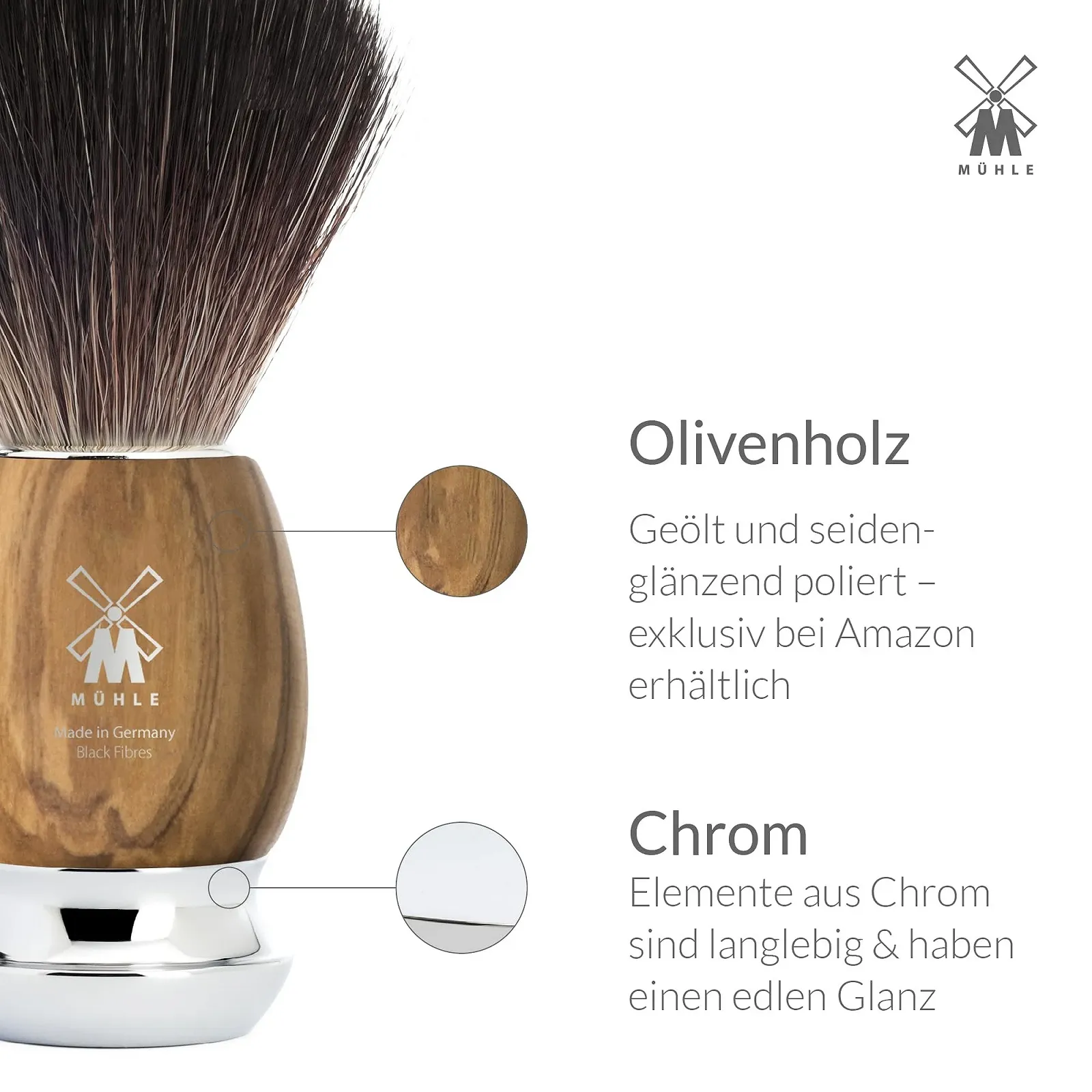 Набор для бритья MÜHLE Vivo Black Fibre Оливковое дерево Vegan, фото №8 Набор для бритья MÜHLE Vivo Black Fibre Оливковое дерево Vegan, фото №8